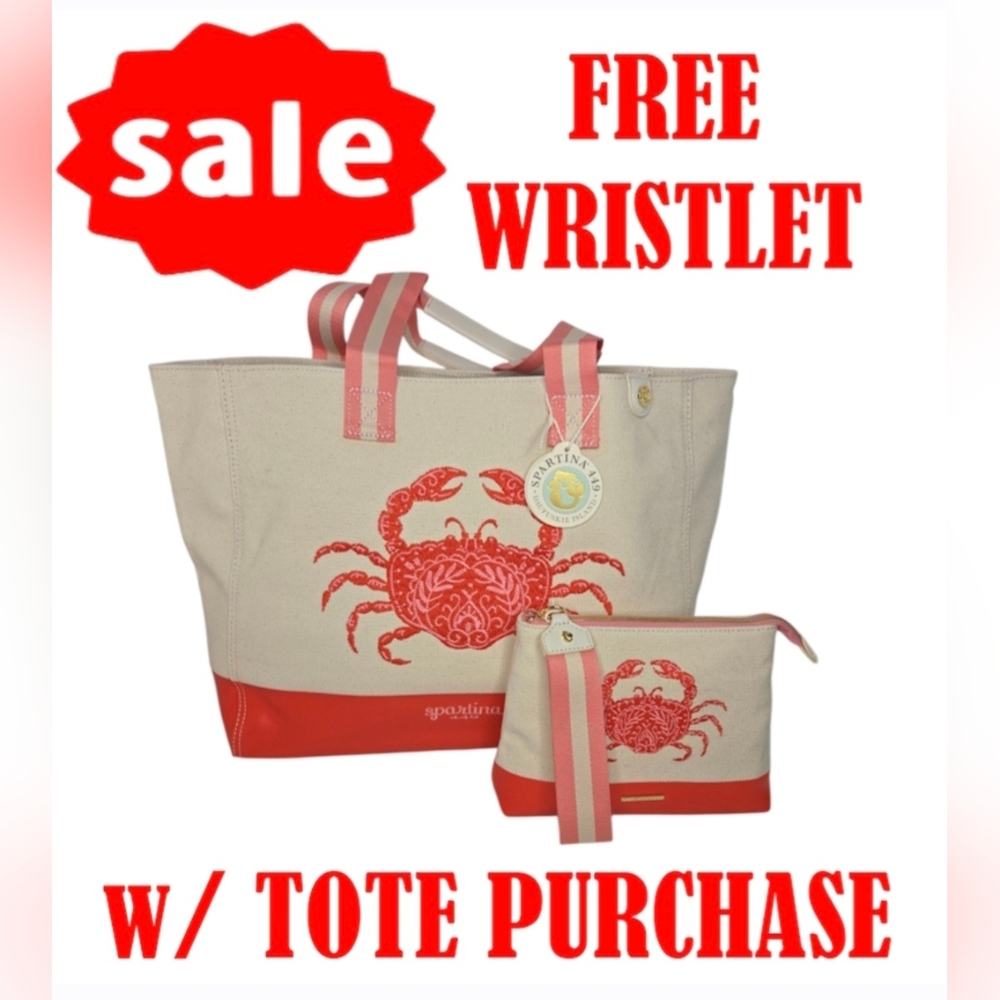 Spartina 449 Red Crab Tote And Wristlet Year End Clearance NWT